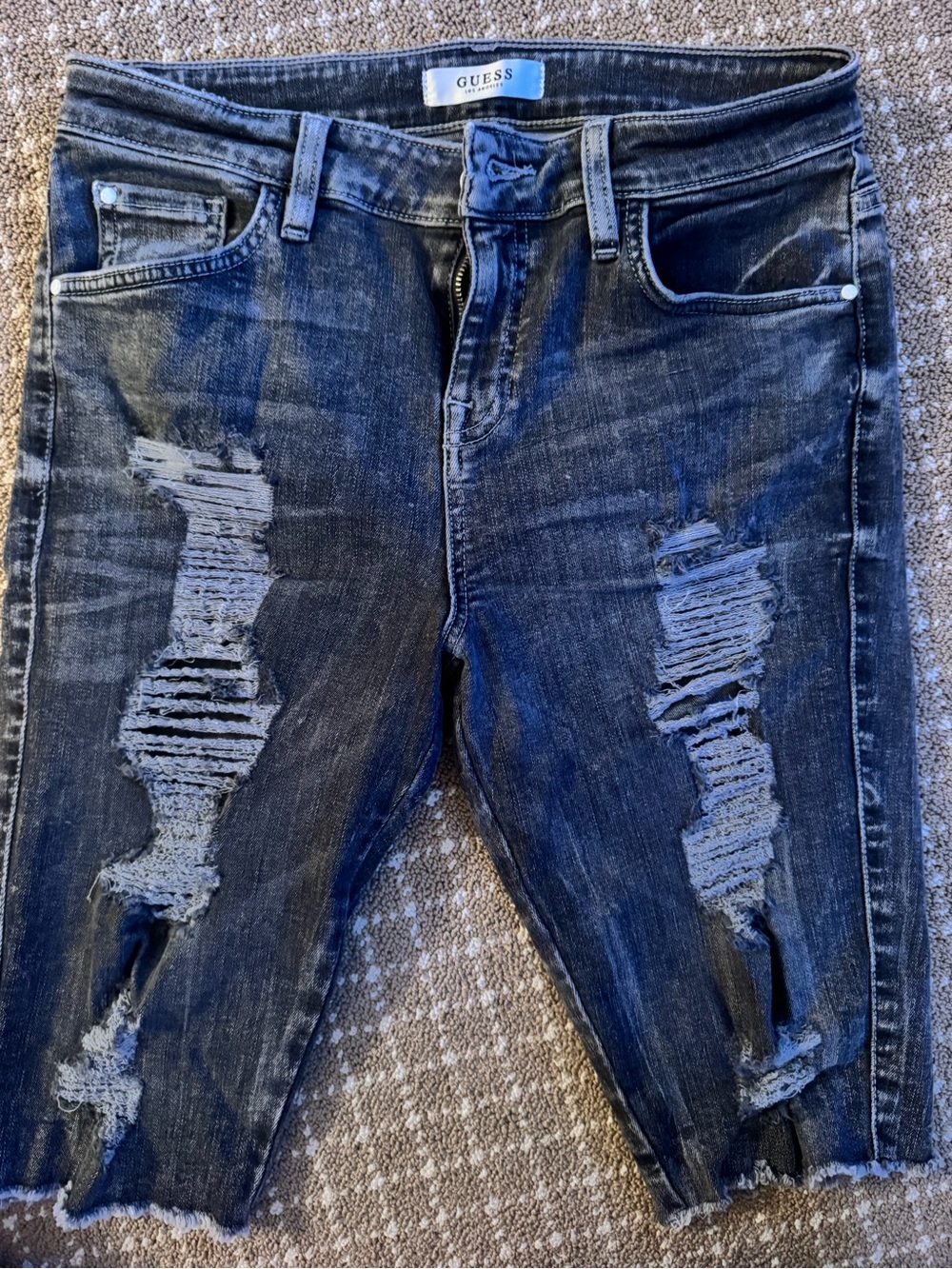 GUESS Women’s Distressed Dark Gray Skimmer Shorts
